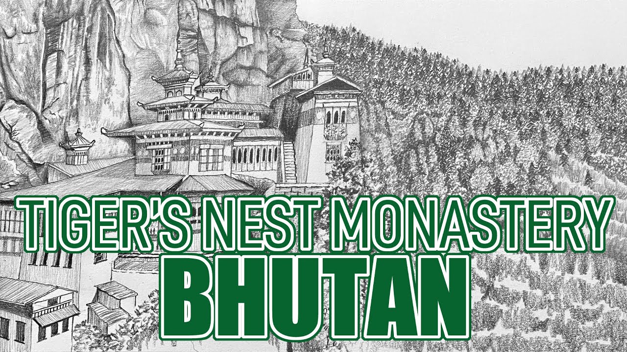 How to Draw the Tiger's Nest Monastery in Bhutan