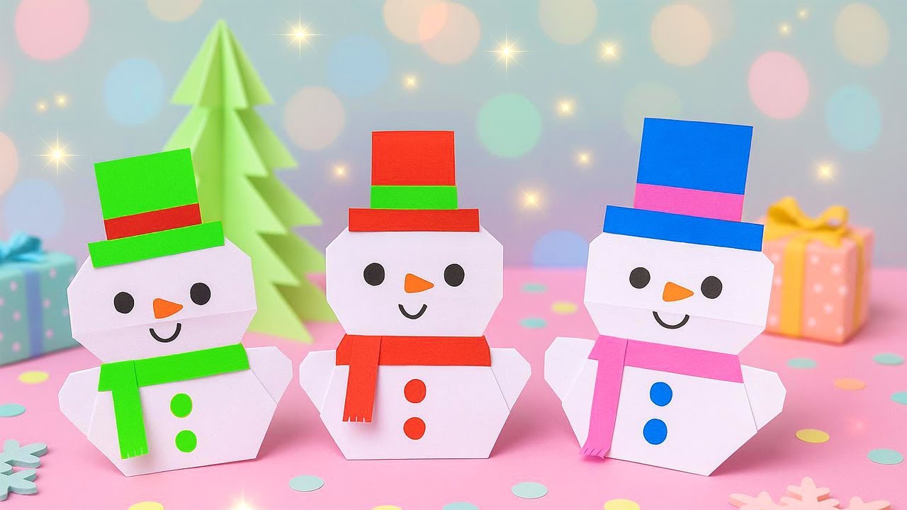 Origami Paper Cute Snowman | Easy Christmas crafts