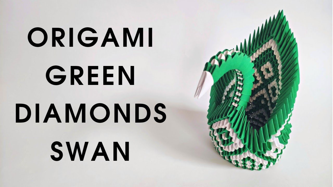 3D origami GREEN DIAMONDS SWAN  | How to make a modular swan