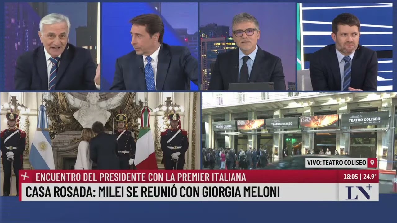 Milei se reunió con Meloni en Casa Rosada: el pase de Feinmann, Trebucq y Macchiavelli