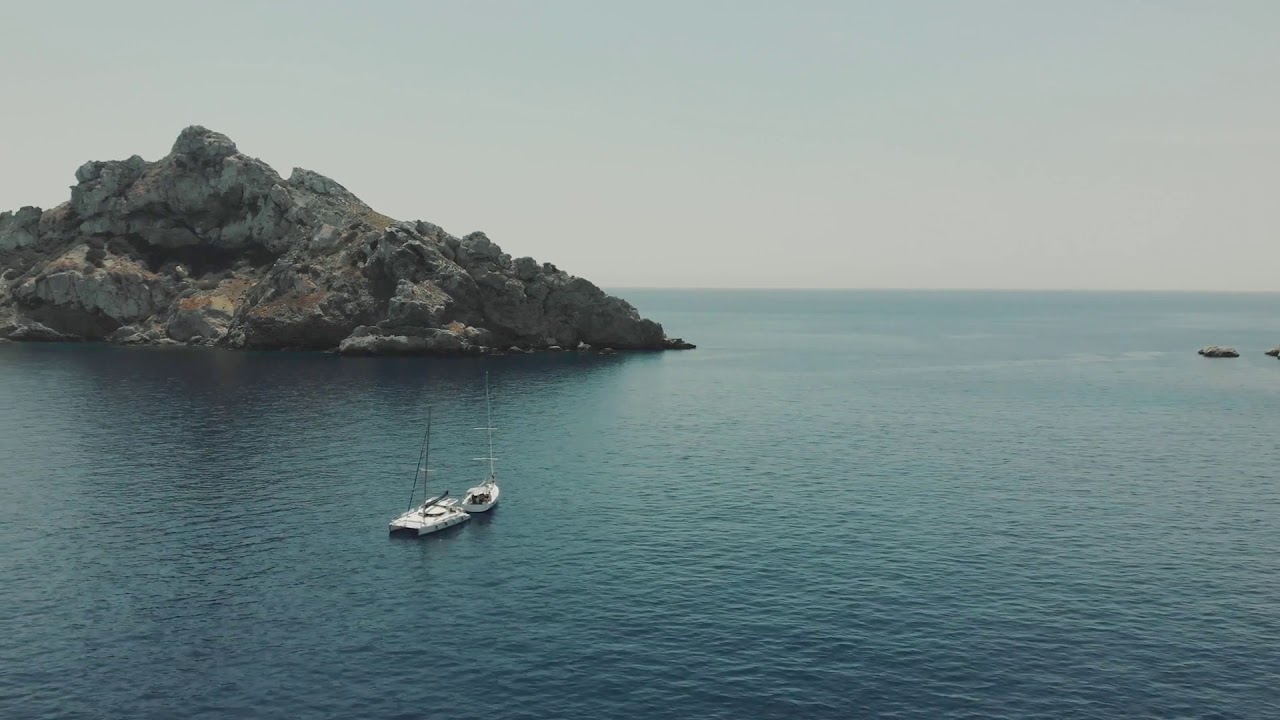 aerial view of two yachts near ibiza es vedra and vedranell