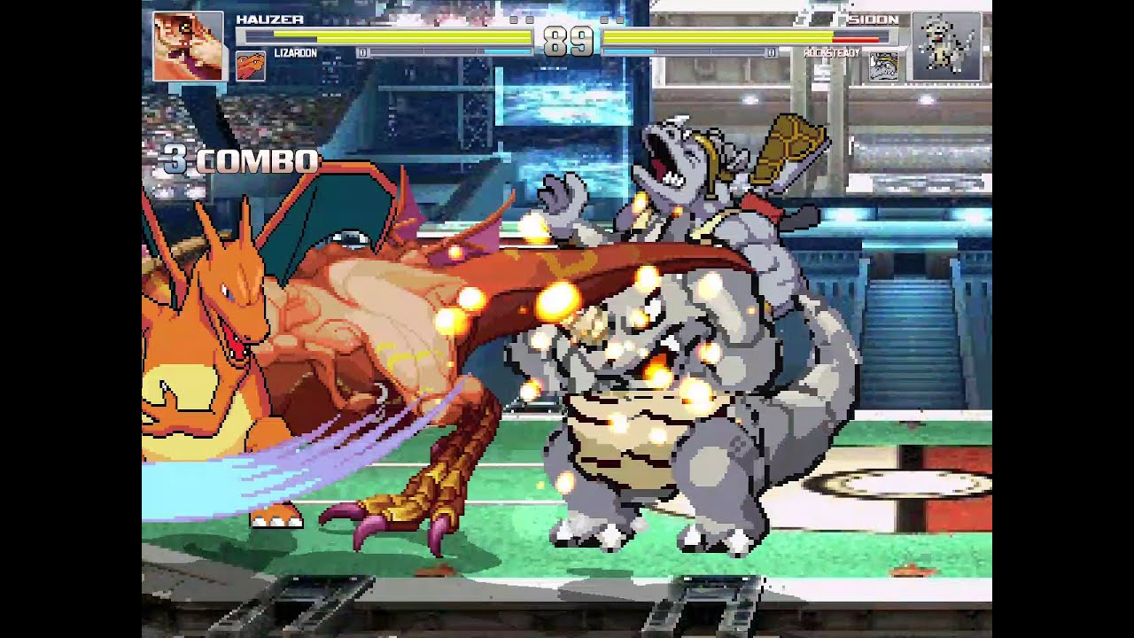 Hauzer & Lizardon(Charizard) vs Sidon(Rhydon) & Rocksteady