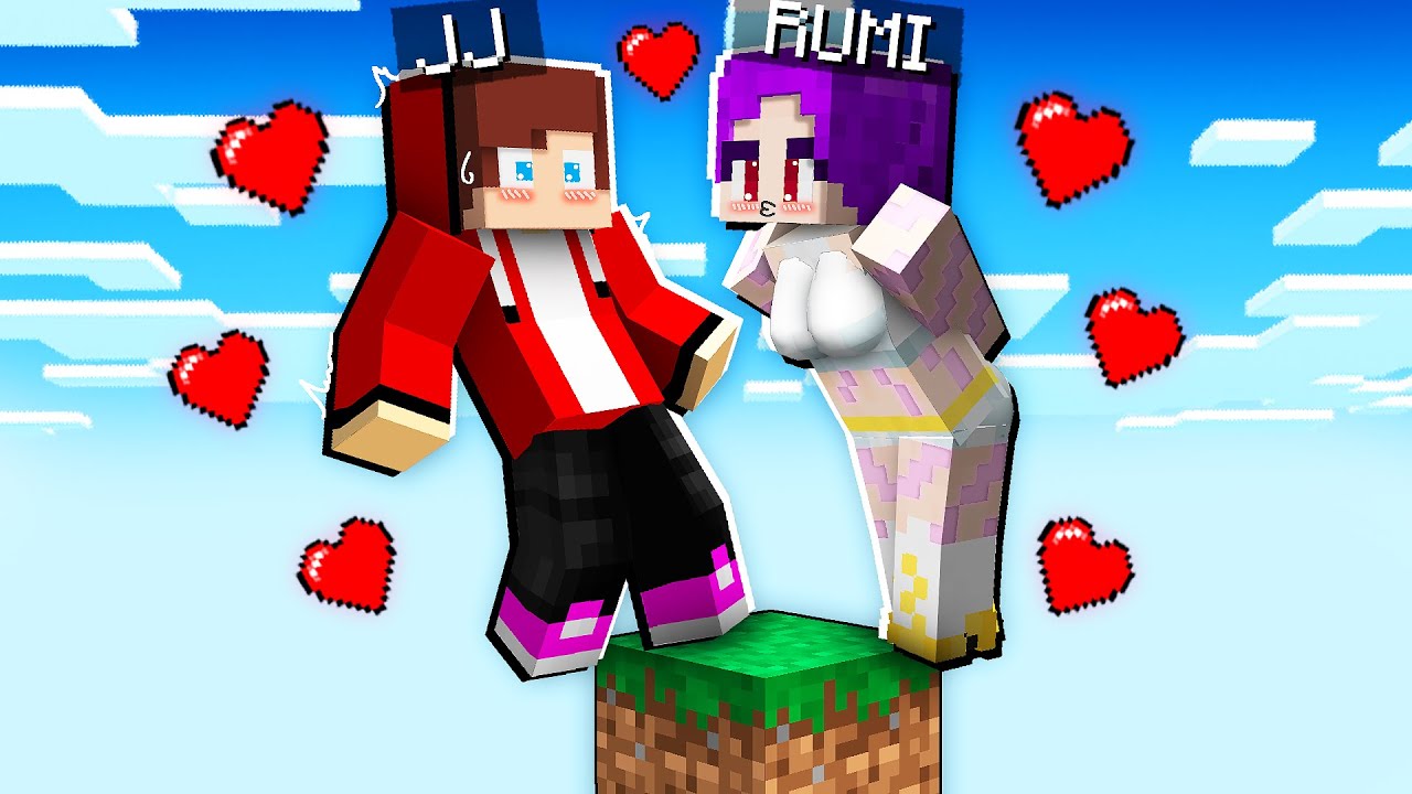 JJ and RUMI LOCKED on ONE BLOCK ! - Maizen Minecraft