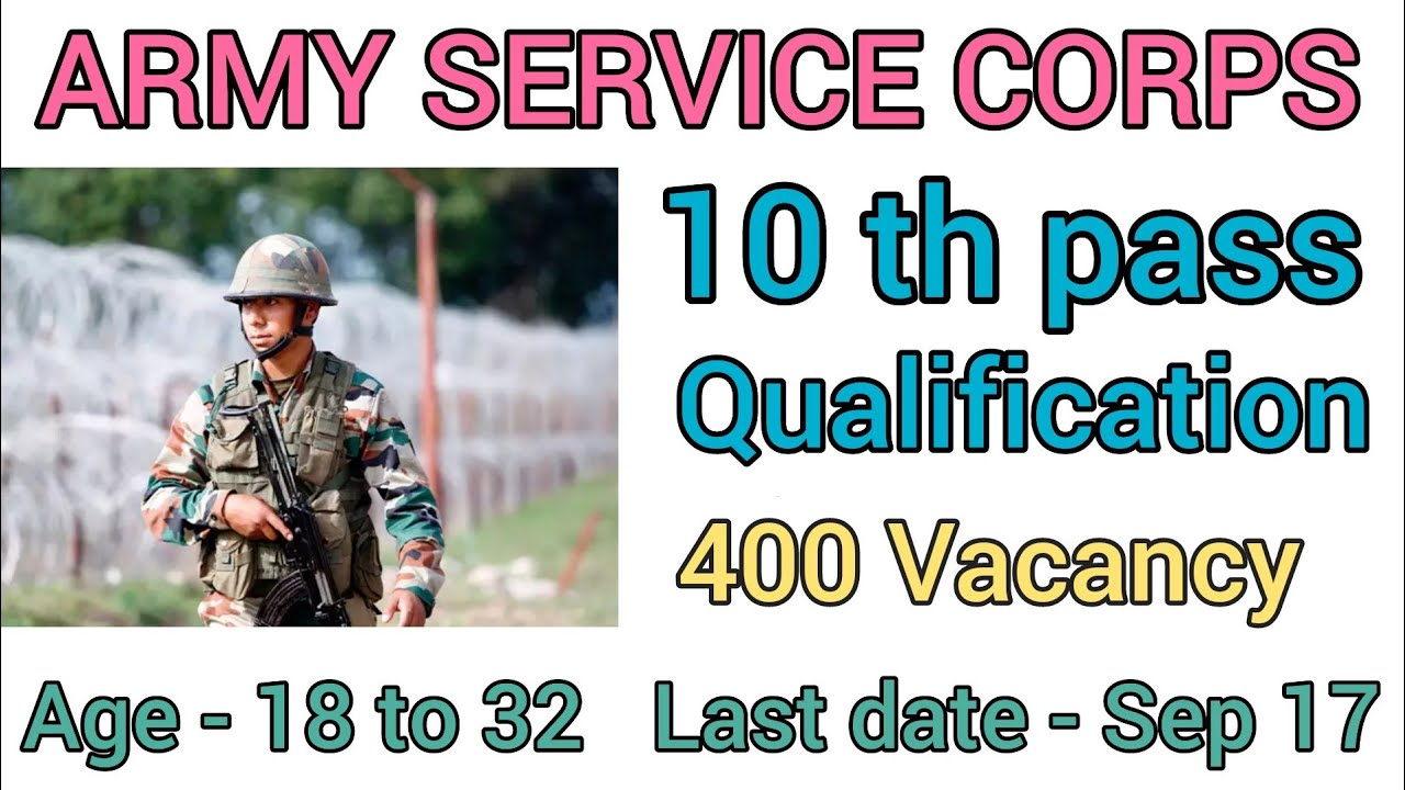 🤗 ARMY SERVICE CORPS RECRUITMENT | 400 Vacancy | Application started | Qualification - 10th class