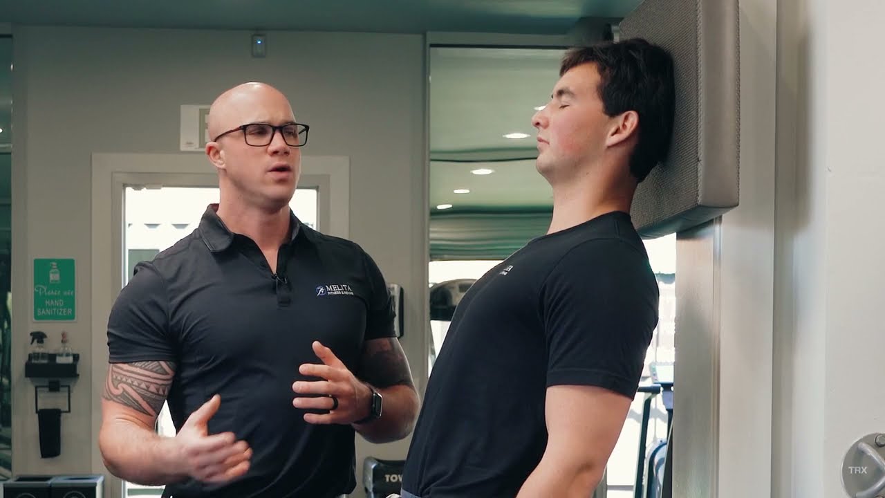 Neck exercise for increasing strength using an Isometric Hold.