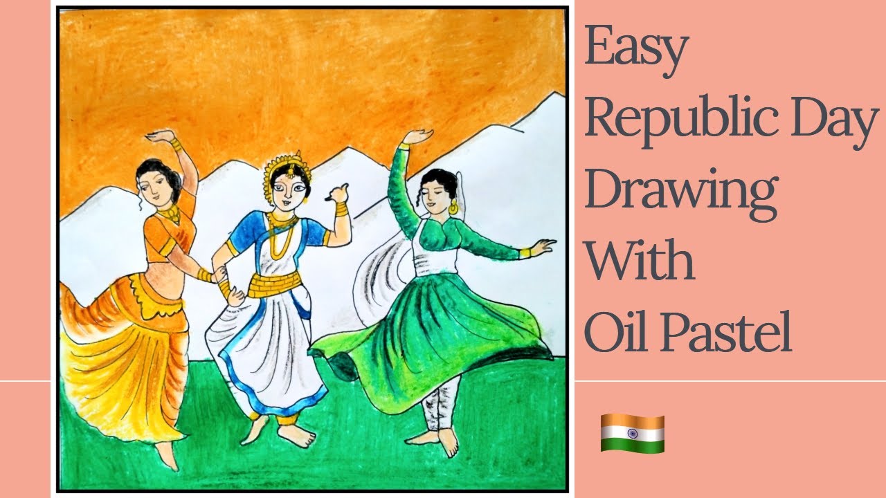 Republic Day Drawing Easy with Oil Pastel Step by Step | How to Draw Happy Republic Day 2021 | India