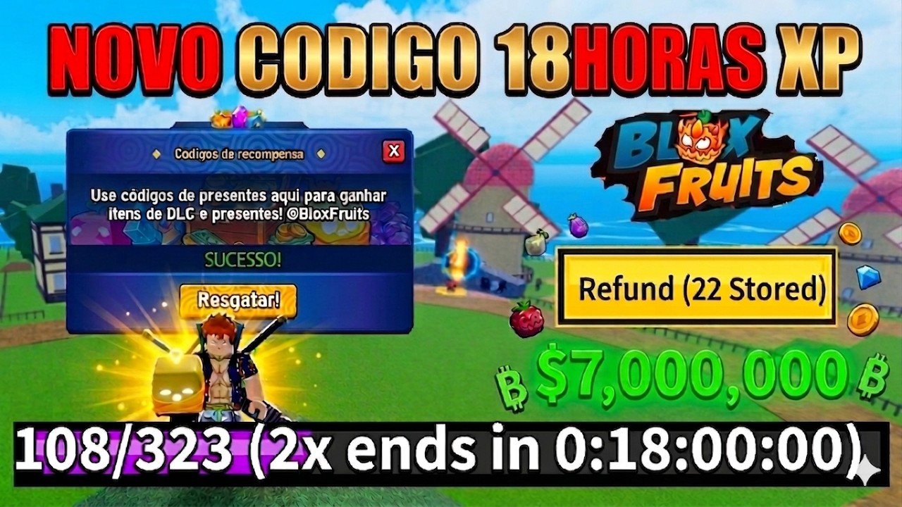 NOVOS C&Oacute;DIGOS +29 C&Oacute;DIGOS DE 2X XP BELI E RESET NO BLOX FRUITS 2026 - blox fruit codes