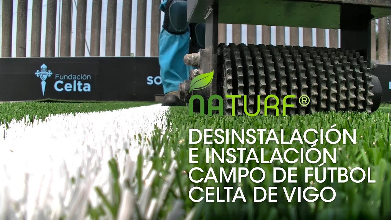 ▷ Desinstalación e instalación Césped Artificial Campo Fútbol Celta de Vigo con TURFMUNCHER TM2000D