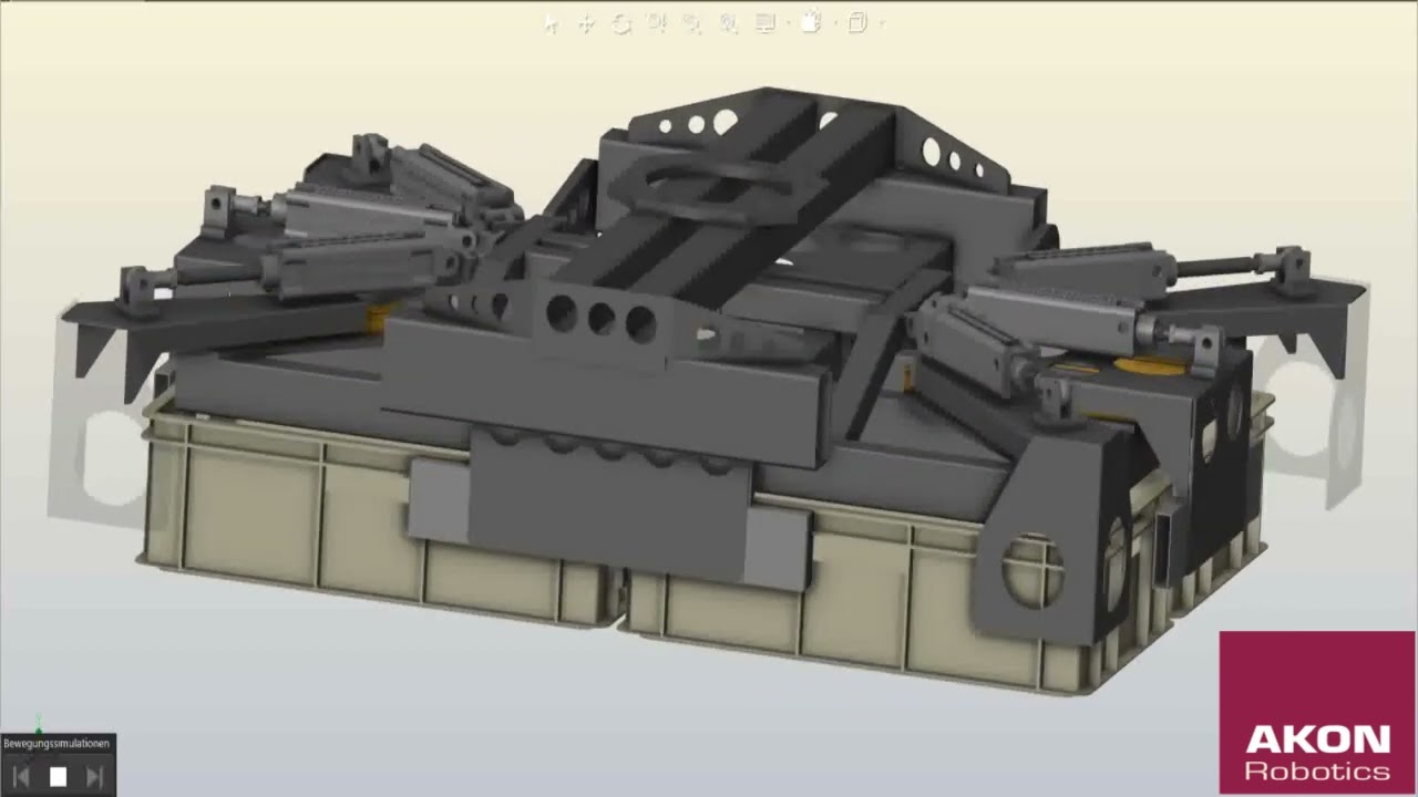 Lagengreifer für Kunststoffkisten mit einem Greifersystem