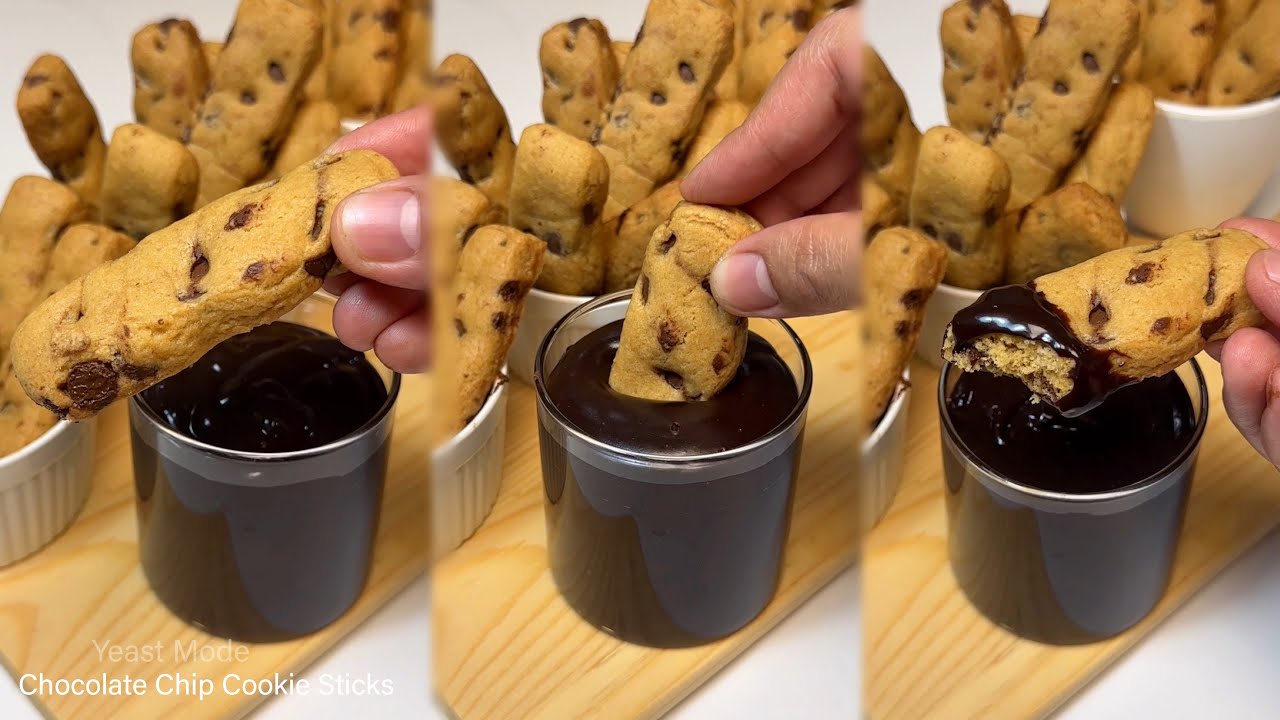 CHOCOLATE CHIP COOKIE STICKS Recipe | No Chill, No Mixer Cookie Recipe with Chocolate Dipping Sauce