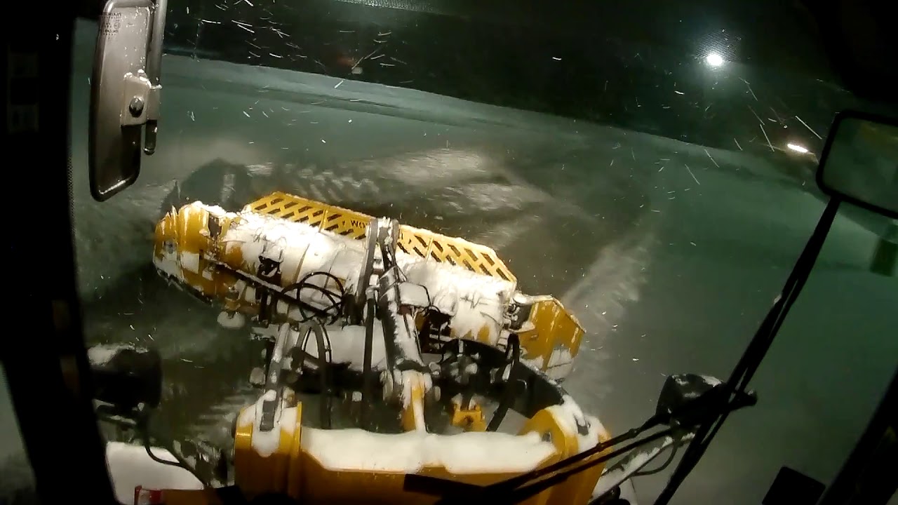 John Deere 324k Plowing Snow Cab View