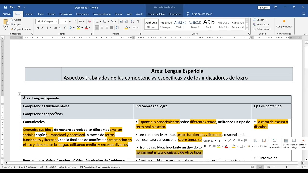 APRENDE A TRABAJAR los  Aspectos de las competencias específicas y de los indicadores de logro.