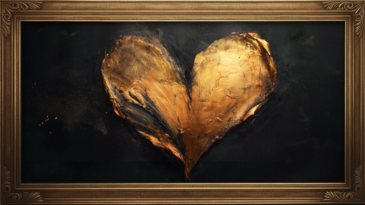 Luxurious Gold Heart Painting 4K | Gold Frame tv | Gold Framed TV Art Screensaver