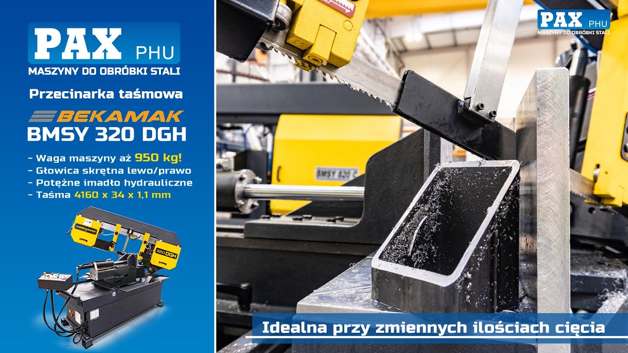 Przecinarka taśmowa z masywnym imadłem hydraulicznym - Bekamak BMSY 320 DGH