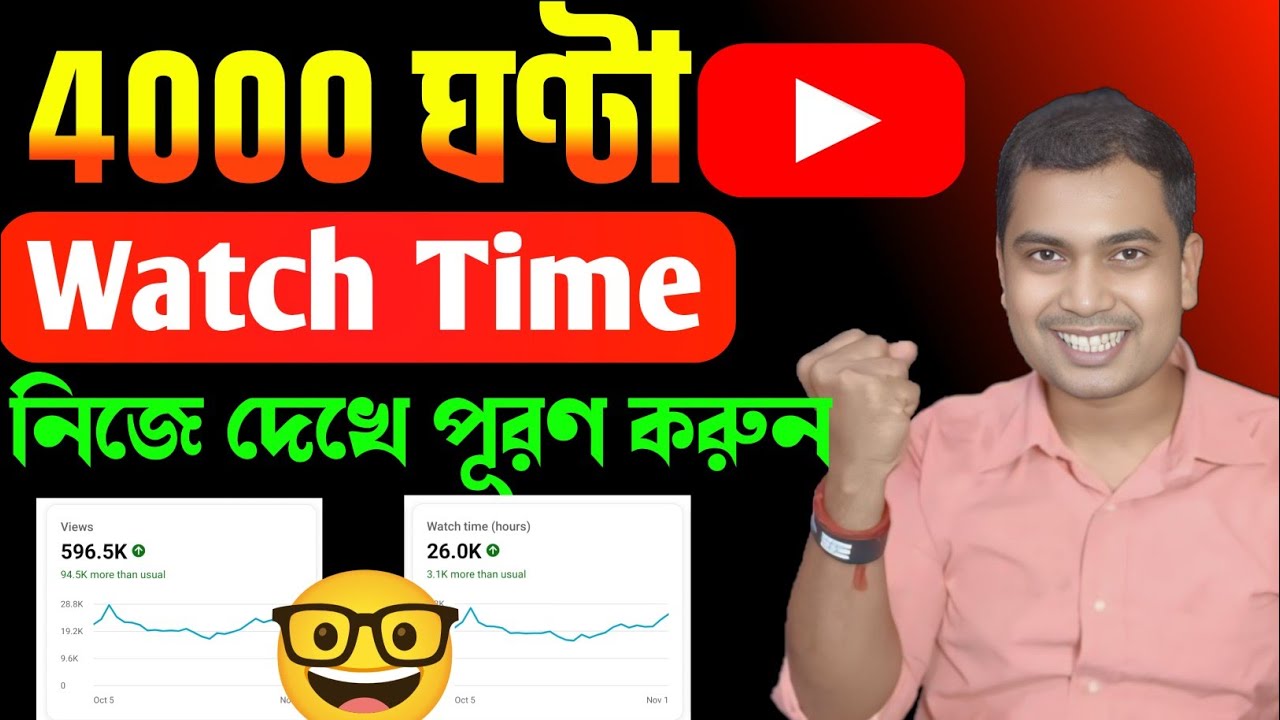 🥳সুখবর নিজে দেখে 4000 Hours Watch Time পূরণ করুন🤓How To MonetizeYoutube Channel Fast