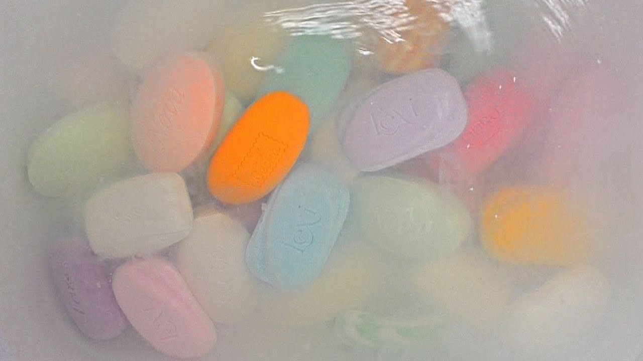 100 pieces Soap Opening/Into the water 🤤💧💤 Noise ASMR | Satisfying Video | ASMR No talking 🧼😍🧡 /1/