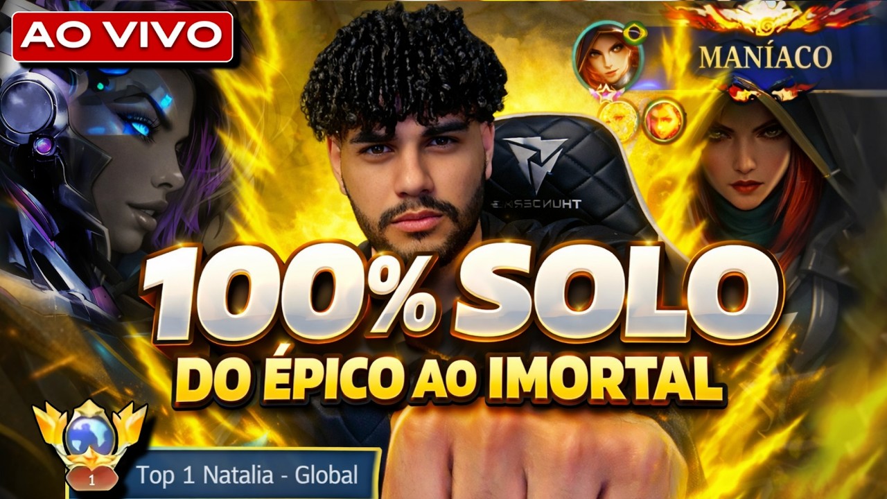 🔥DIA 6 [50⭐/100] DO ÉPICO AO IMORTAL 100% SOLO COM O BRAÇO QUEBRADO! | Mobile Legends ao vivo🔴18/03