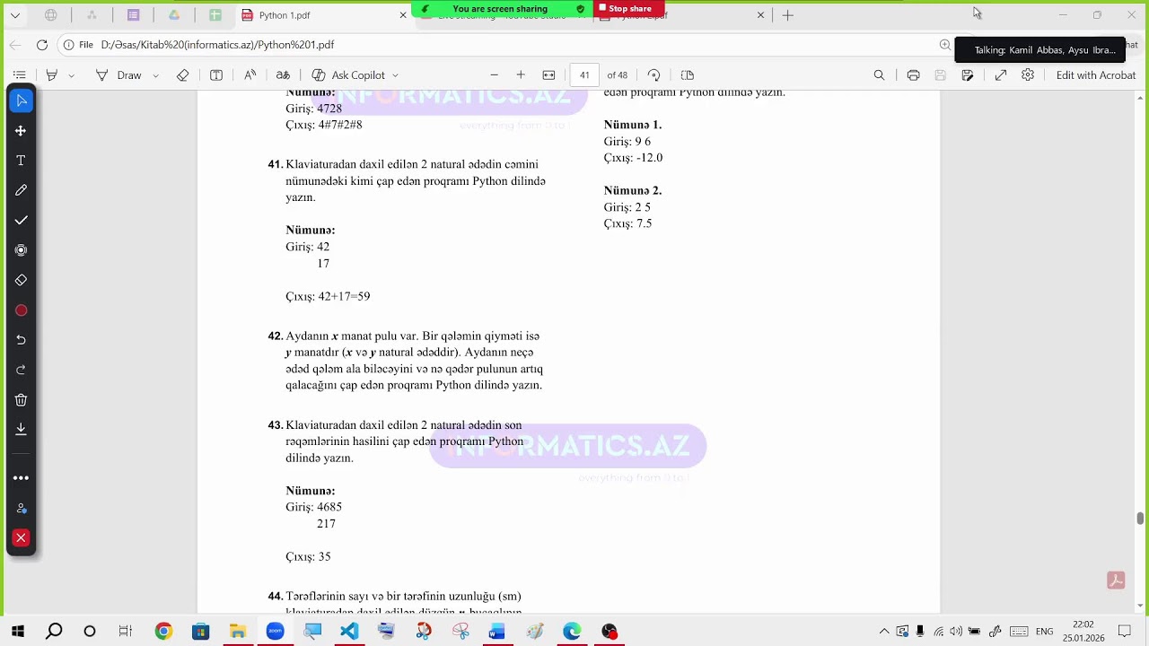 İnformatika dərsləri. Proqramlaşdırma. Python. Dərs 4.