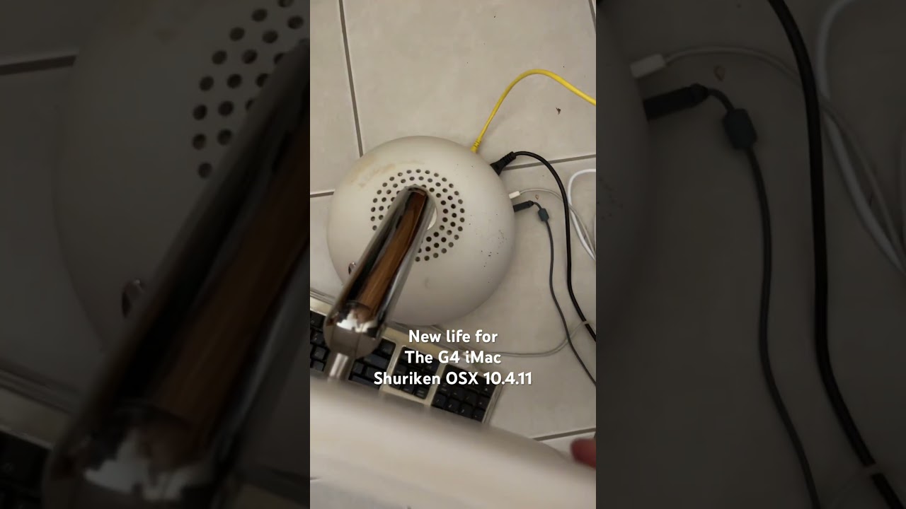 OSX 10.4.11 on ancient iMac G4 lampshade shuriken installed