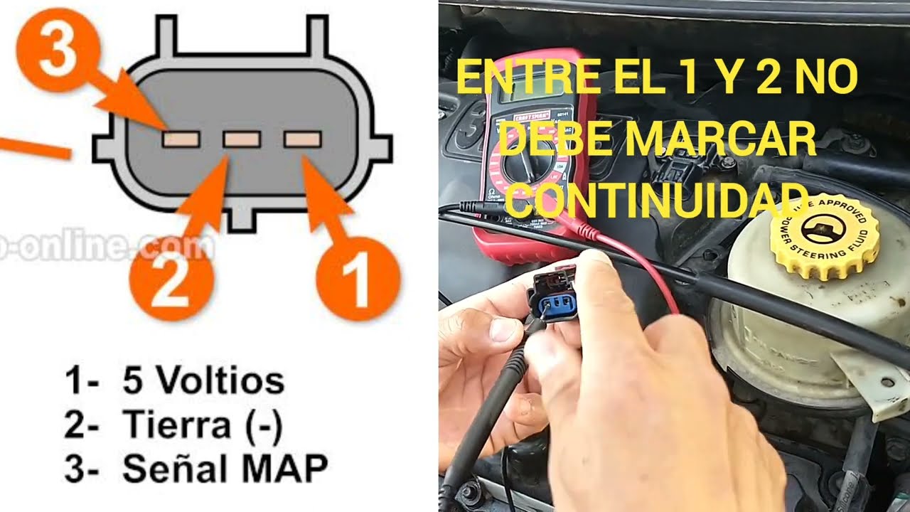 prueba de sensor MAP de 3 cables con multimetro