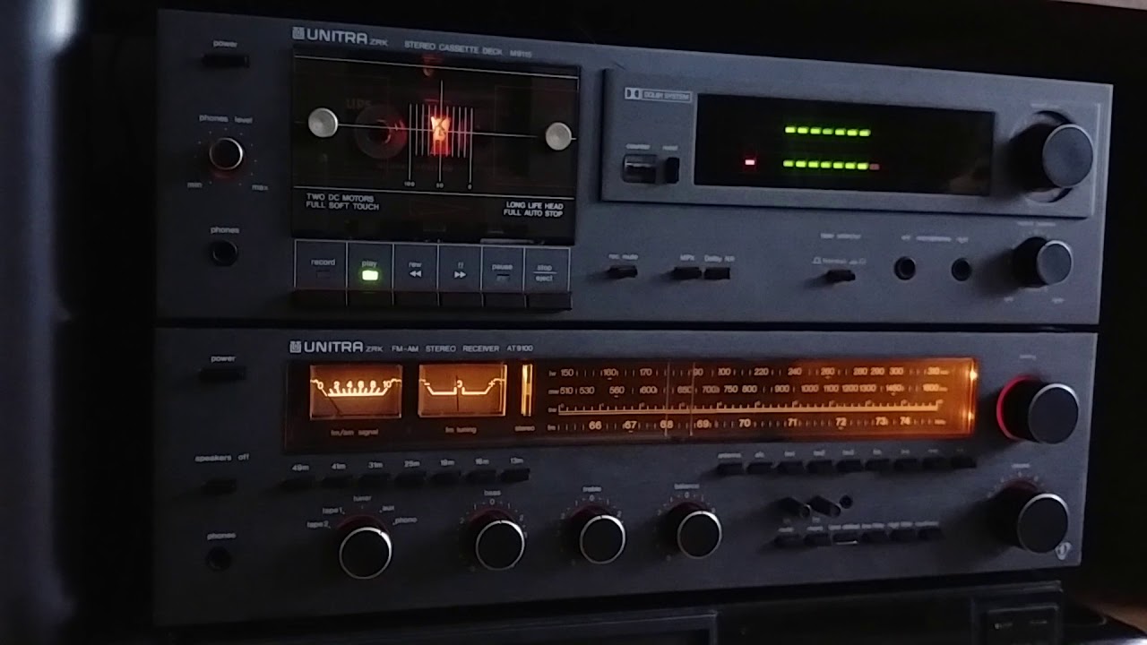 UNITRA ZRK  Stereo Receiver AT 9100, Stereo Cassette Deck M 9115. Polski sprzęt  audio vintage,