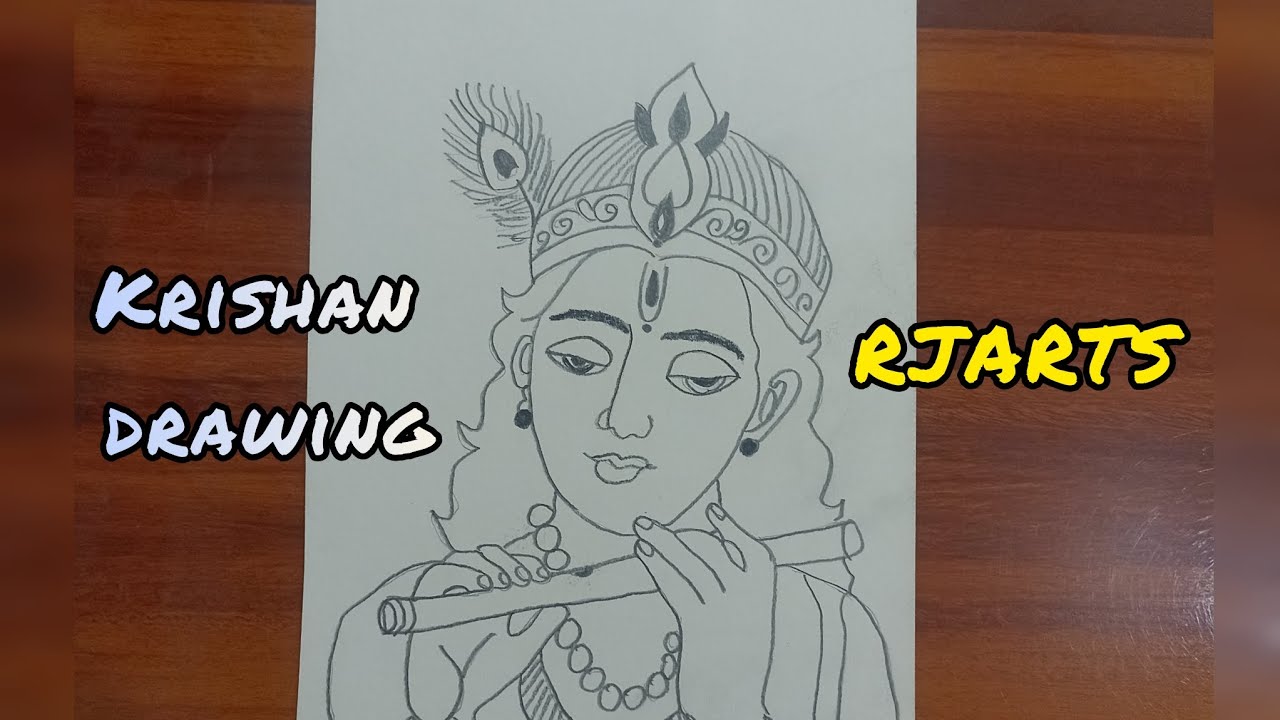 Krishan drawing/step by step/easy drawing/outline/chitara/bhgwan drawing