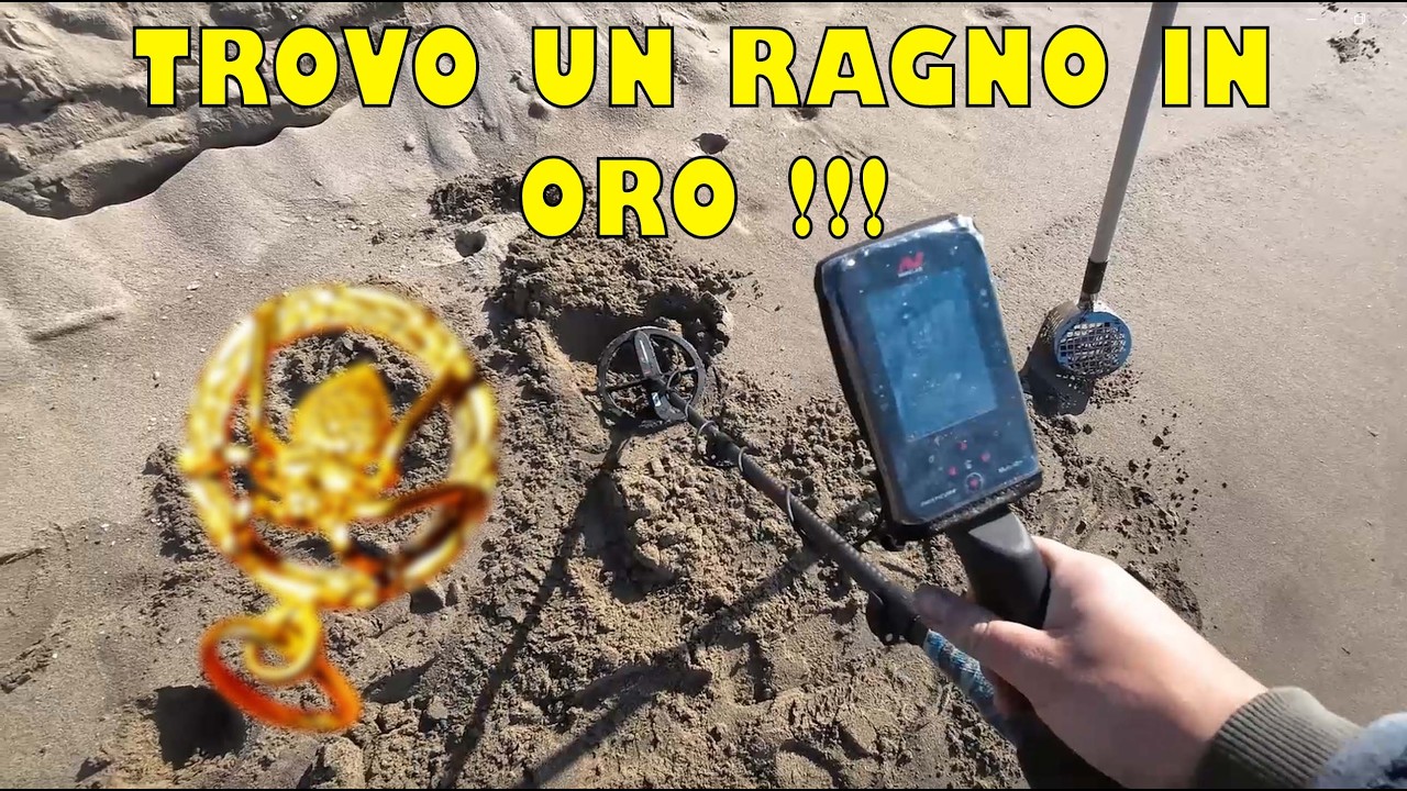 TROVO UN RAGNO FATTO IN ORO !!! RICERCA CON IL METAL DETECTOR IN SPIAGGIA