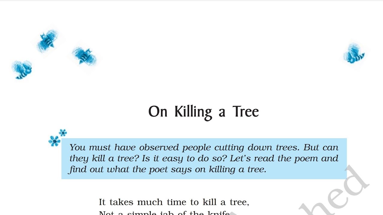 On Killing a Tree | Class 9 English |Beehive | poem by Gieve Patel