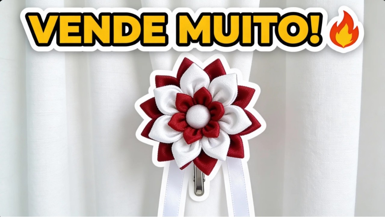 Essa Ideia com FUXICO Dá Dinheiro 💰 | Prendedor de Cortina Fácil de Vender
