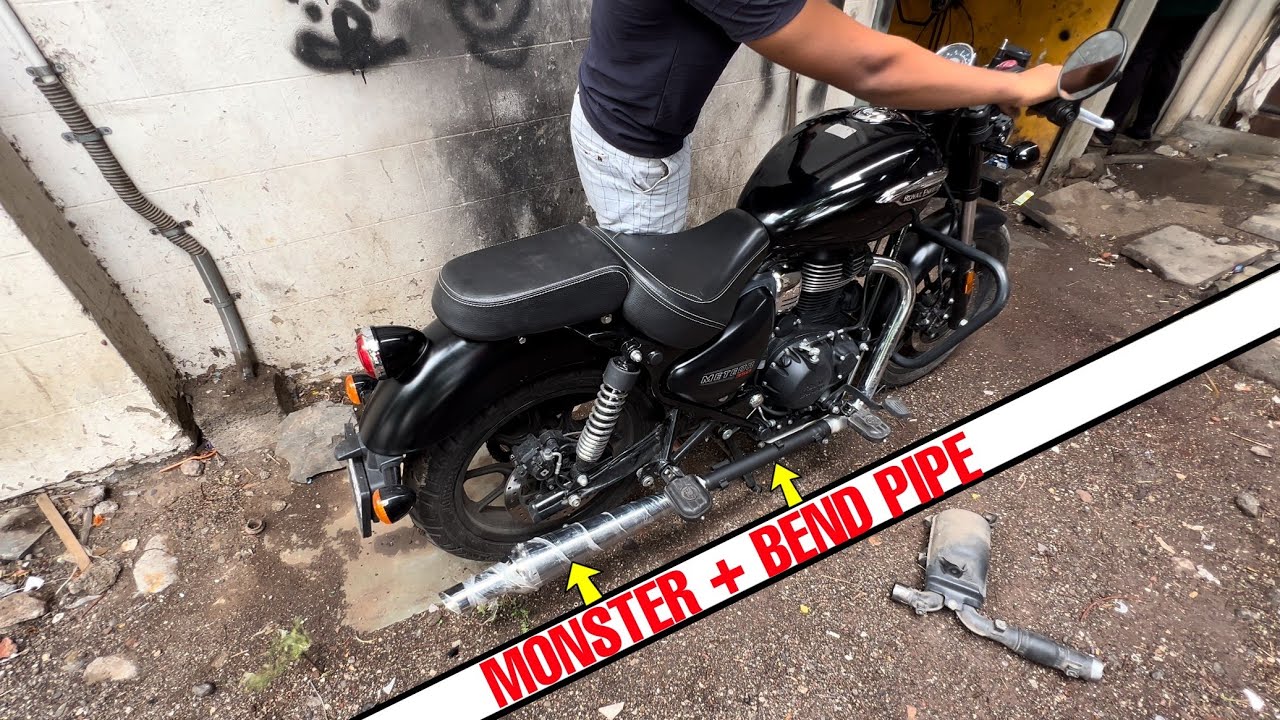 Installed🔥 Free Flow Bend pipe + Monster Silencer for Meteor & Classic350