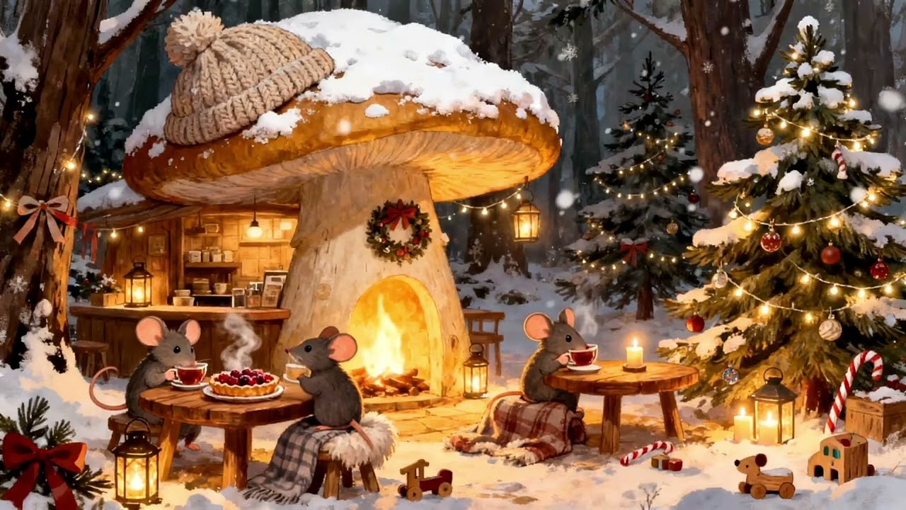 Cozy Winter Animals 🐾 Piano Ambience &mdash; Relaxing Snowy Cabin Music for Sleep, Study & Calm | 4K