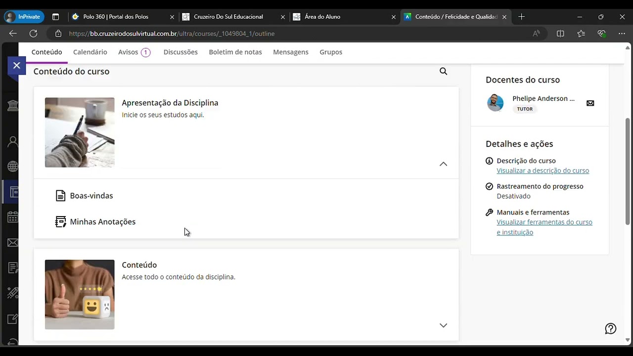 Disciplina Felicidade e Qualidade de Vida - Cruzeiro do Sul Virtual