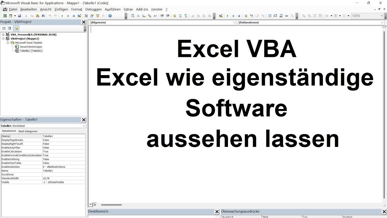 Excel VBA Lektion 33: Excel wie eigenständige Software aussehen lassen