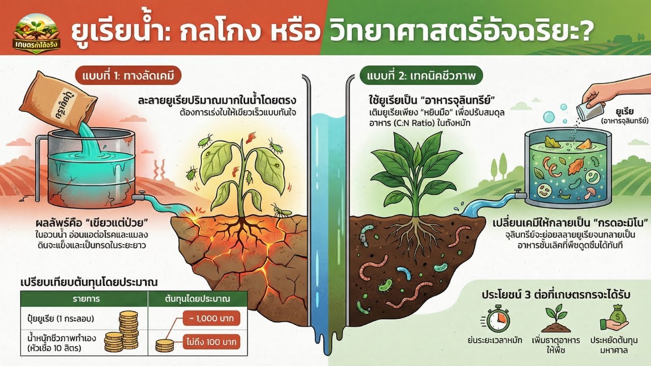 เลิกง้อปุ๋ยกระสอบ! แจกสูตร 'ยูเรียน้ำถั่วเหลือง' โปรตีนสูง พืชเขียวทน ดินไม่เสีย