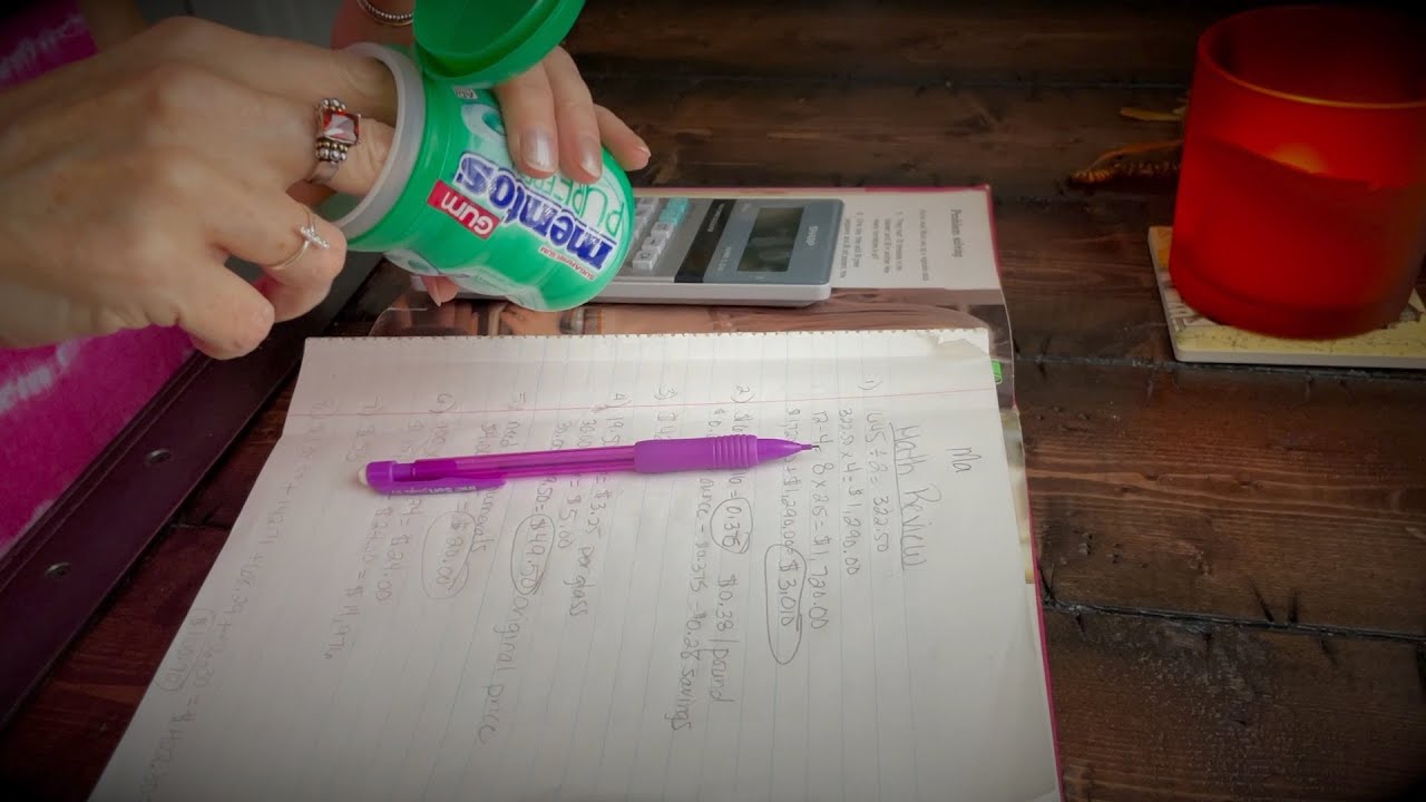 Relaxing ASMR Math Study Session | Gum Chewing | Inaudible Whispering | Calculator Tapping