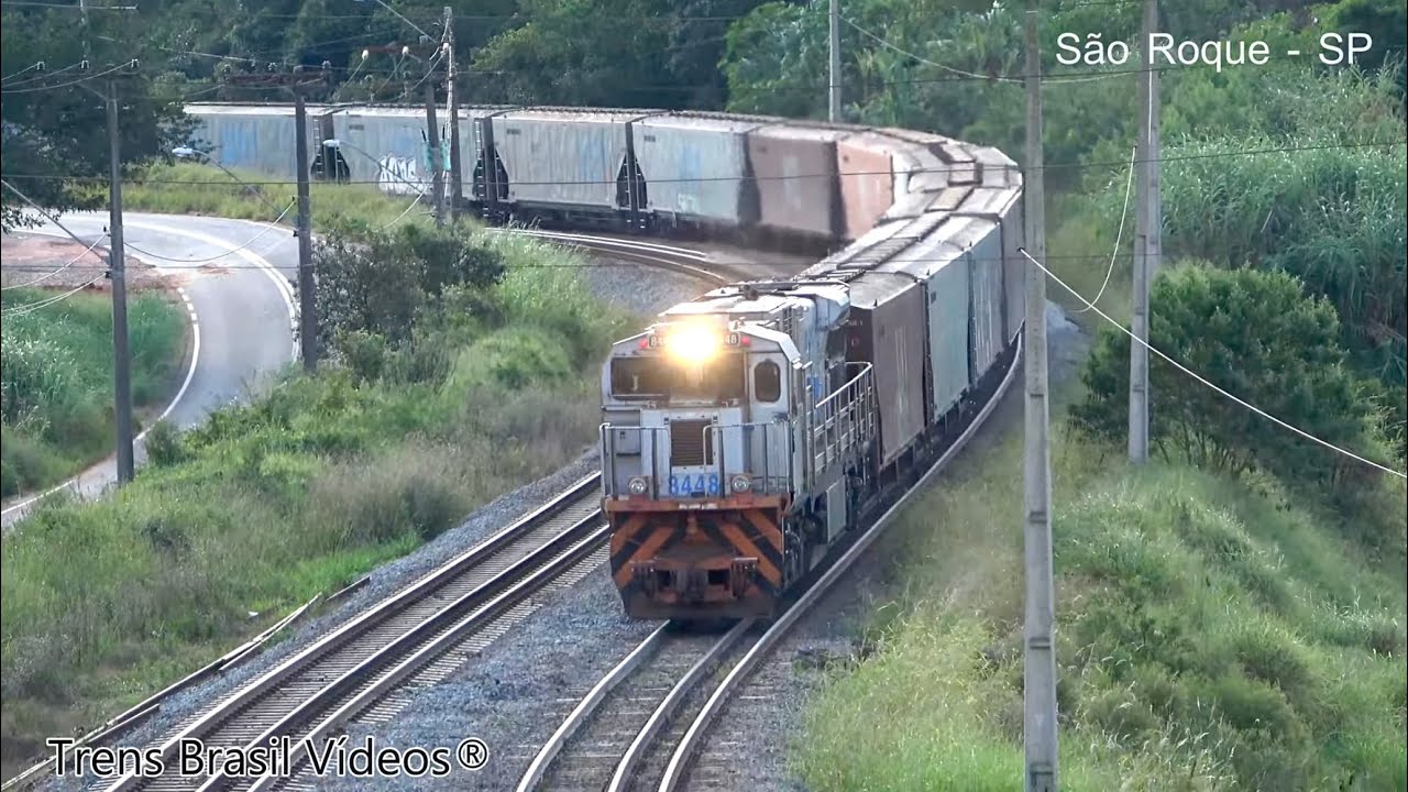 🇧🇷LOCOMOTIVAS ES44 ES43 SD70bb e C30-7 | TREM DA VLI CARREGADO NA RAMPA DE CANGUERA, SÃO ROQUE, SP