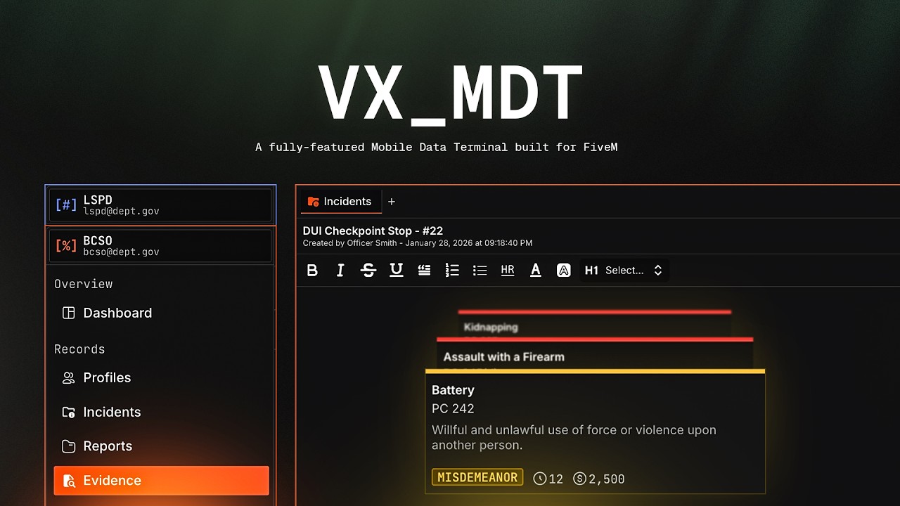 VX_MDT — Law, EMS & Judicial Records Platform | Preview 01