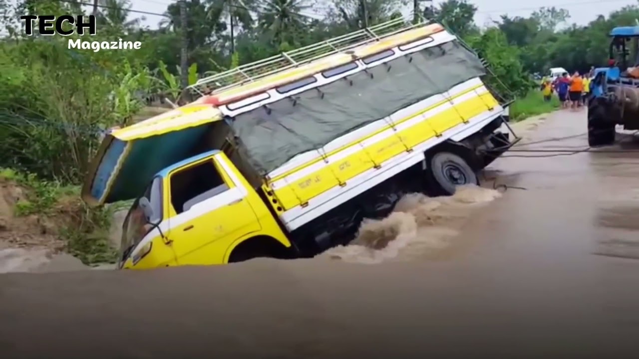 Crazy Bus VS Dangerous Road | Bus Crossing River Fails | Dangerous Bus Driving Skills