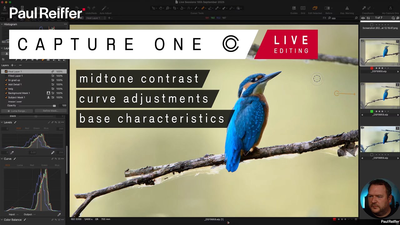 Better mid-tone contrast, Curves, Film simulations - Capture One Live Editing : 16th September 2025