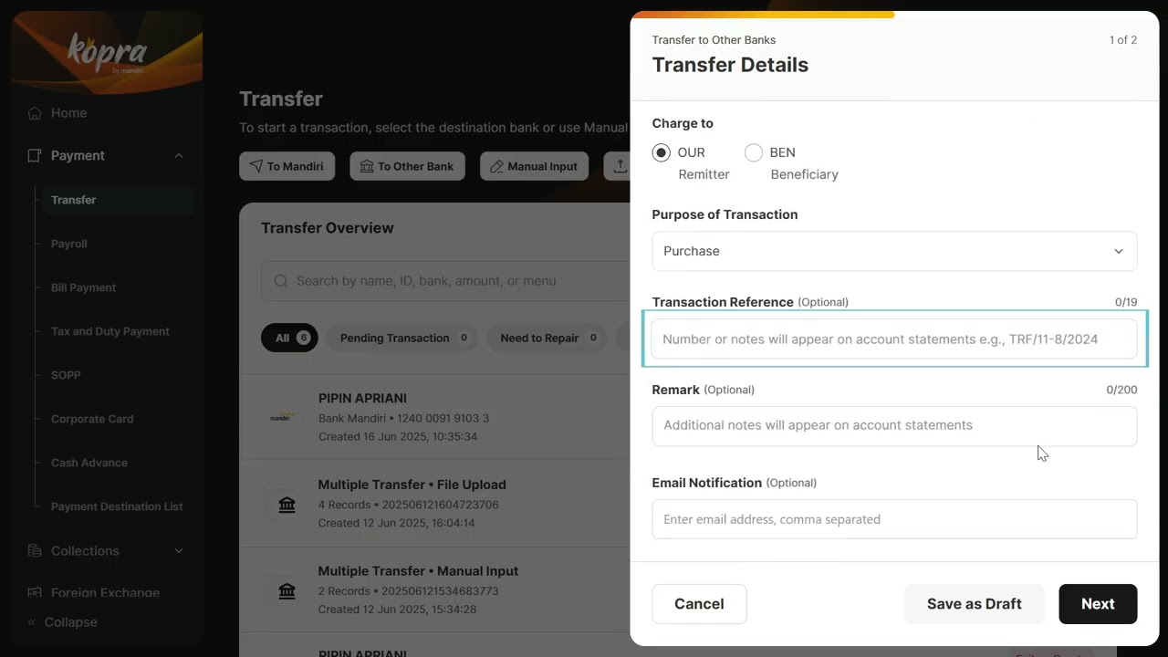 KOPRA by mandiri - Transfer Menu Tutorial
