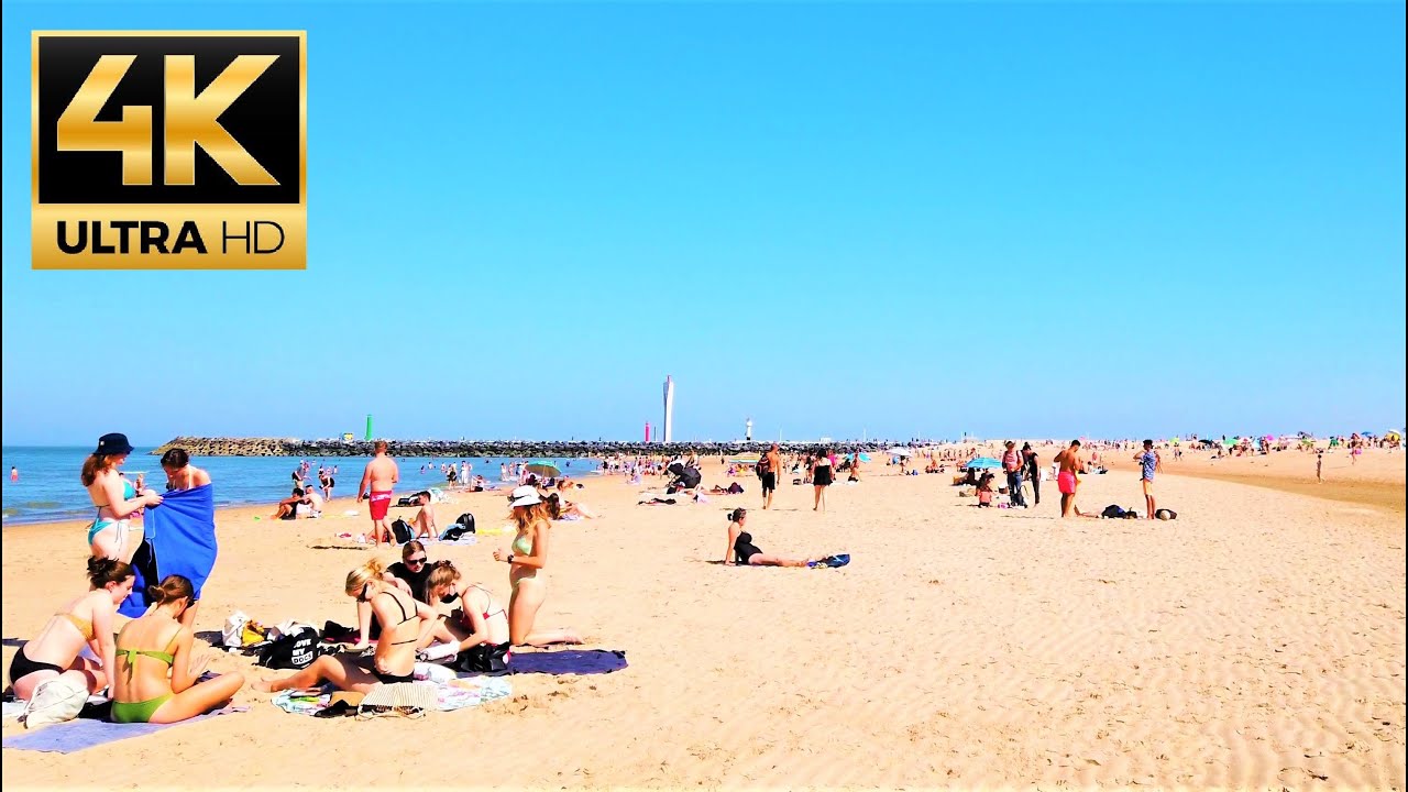 Oostende - Ostend BEACH 4K 🇧🇪 Belgium 🇧🇪  walk - 4K UltraHD 60FPS