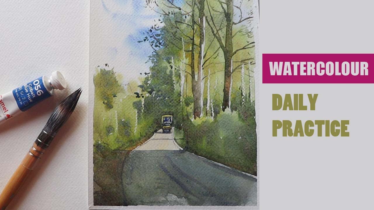 Simple Watercolour of morning Sunlight | Scenery painting | Munnar | Kerala