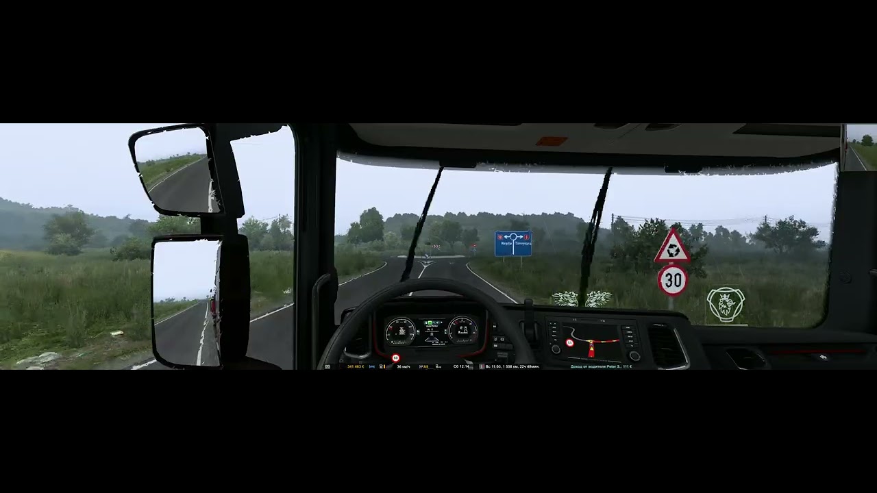 Euro Truck Simulator 2 на мониторе 32:9 (super ultra wide)