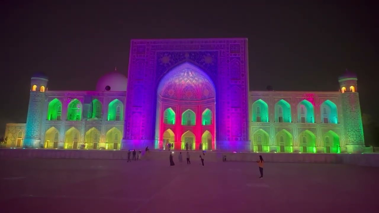 Awesome light show at Registan Square in Samarkand - Uzbekistan