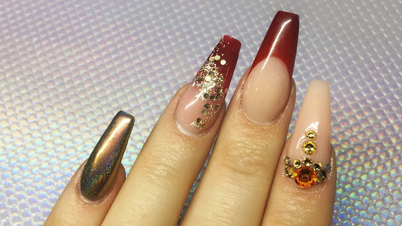 Acrylic Nails | Peacock Holo Chrome | Autumn Nail Design