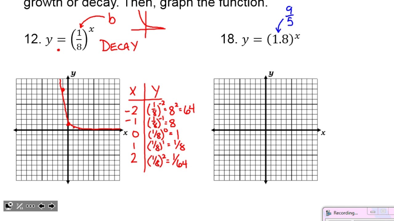 Algebra 2: Section 6.1 - Exponential Growth and Decay Functions