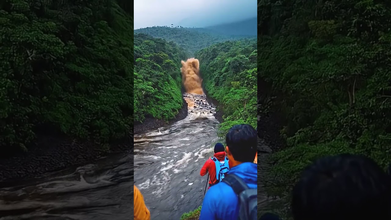 cabe&ccedil;a d'&aacute;gua assustadora na floresta #viral #waves #chuva #trilha #viralshorts