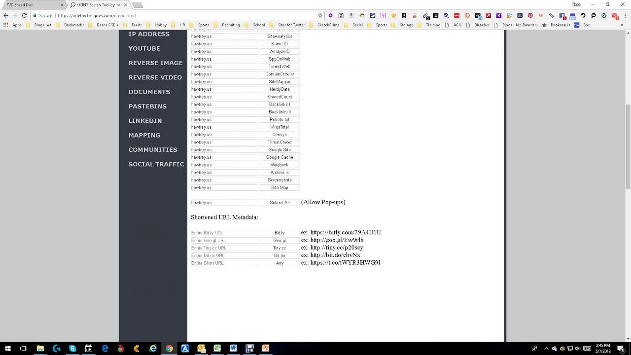 IntelTechniques Domain Search tool