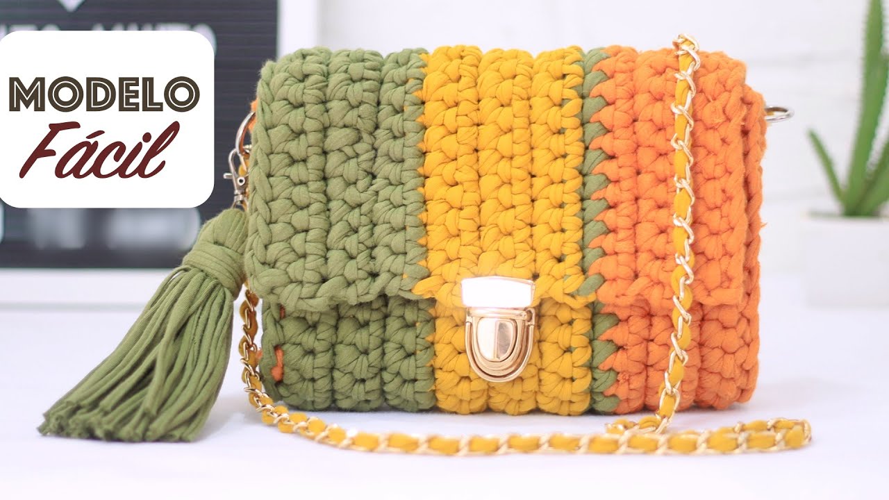 Bolsa de crochê com sobras de Fio de Malha