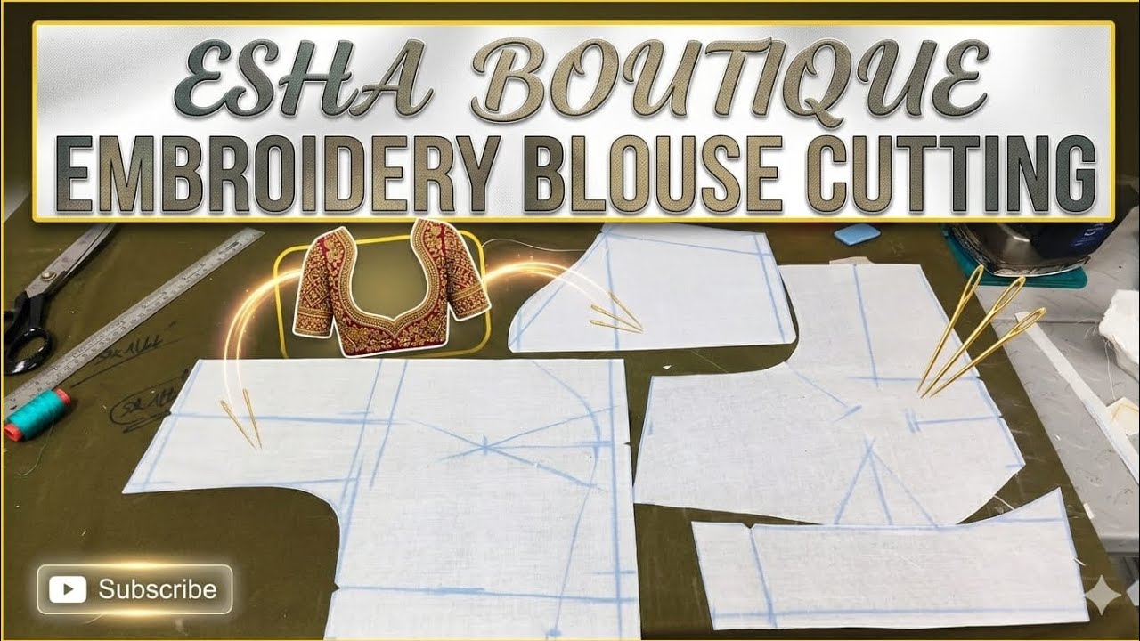 embroidery blouse cutting ✂️ ✂️ full video  Esha boutique suscribe please 👍👍#esha #fashion #trending